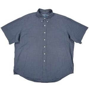 Vintage Ralph Lauren Blake Button Down Shirt Mens M Blue Grid Check Short Sleeve